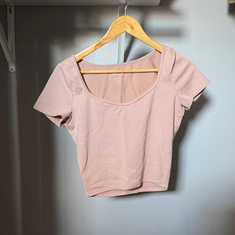 Hollister Blush Ribbed Crop Top